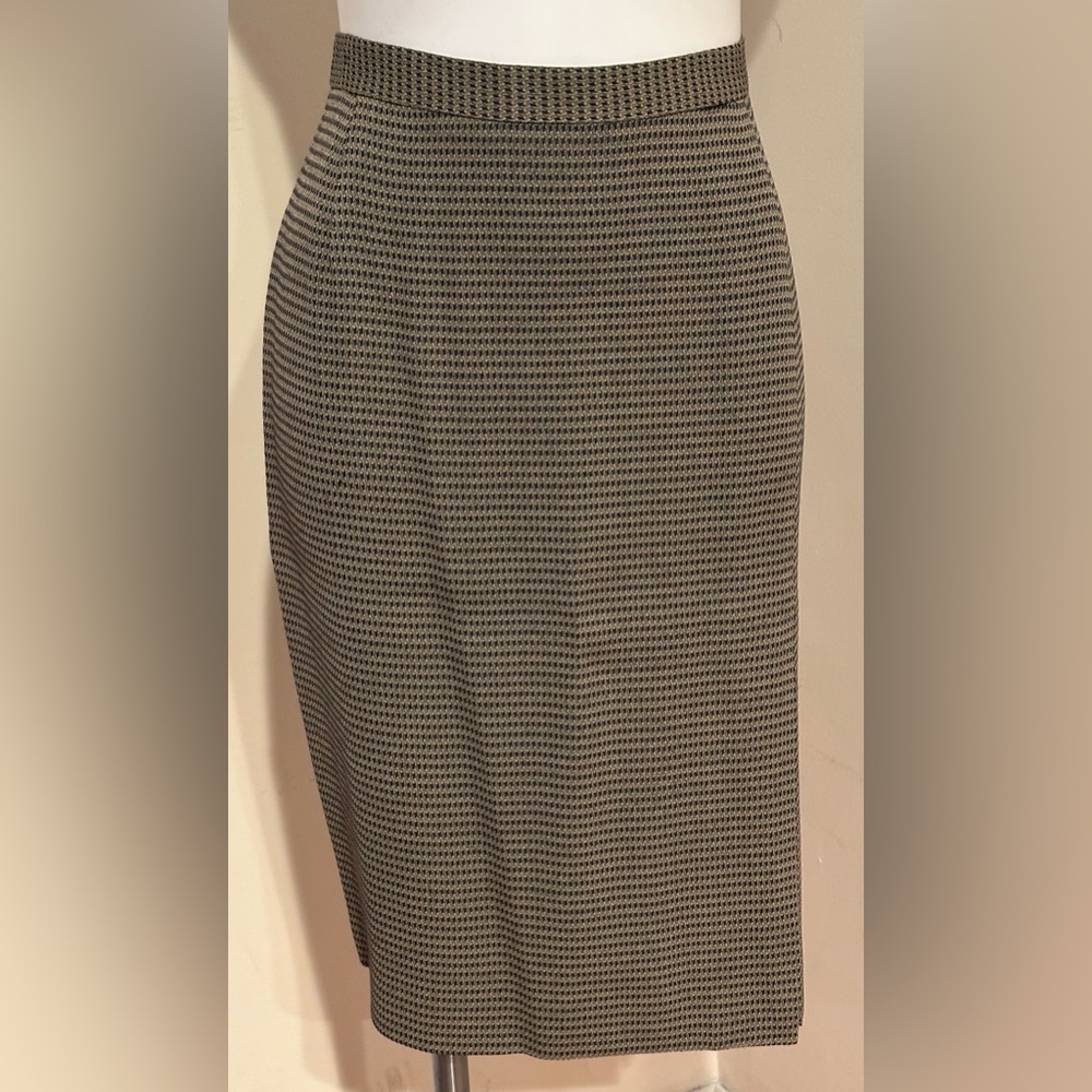 JULIANA COLLEZIONE Vintage Navy Blue & Beige Houndstooth Blazer Skirt Set Sz 10 - Picture 10 of 16